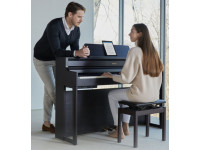 Piano Digital Roland HP704 CH Charcoal Black Preto acetinado premium piano eletrico vertical